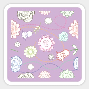 Purple Country Flower Pattern Sticker